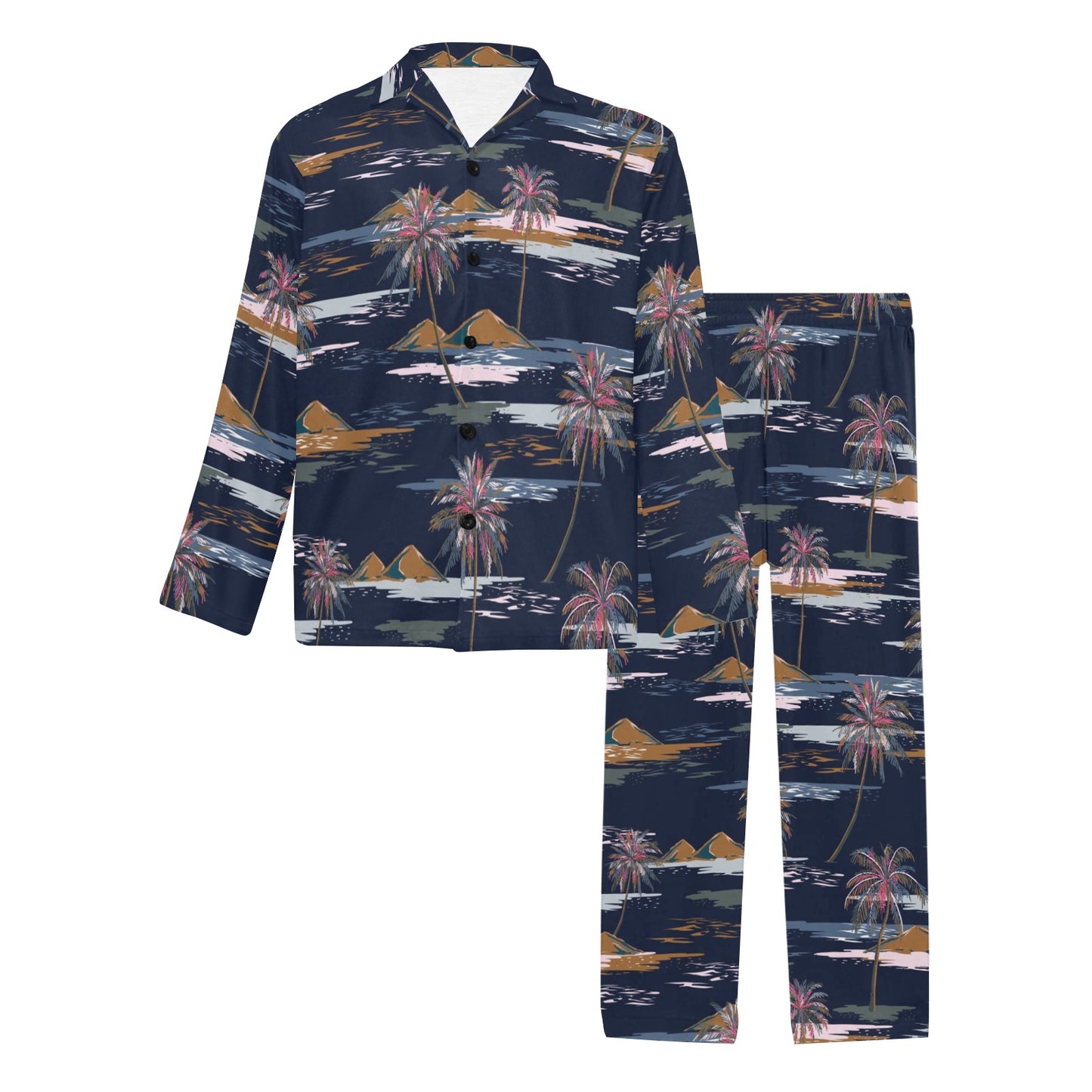 Pacific island Pattern Print Design A06 Men's Long Pajama Set