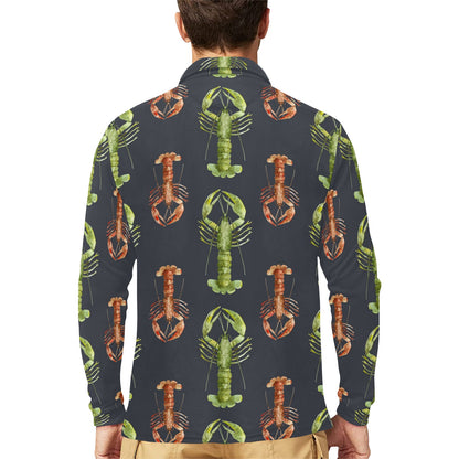 Lobster Pattern Print Design 01 Long Sleeve Polo Shirt For Men's