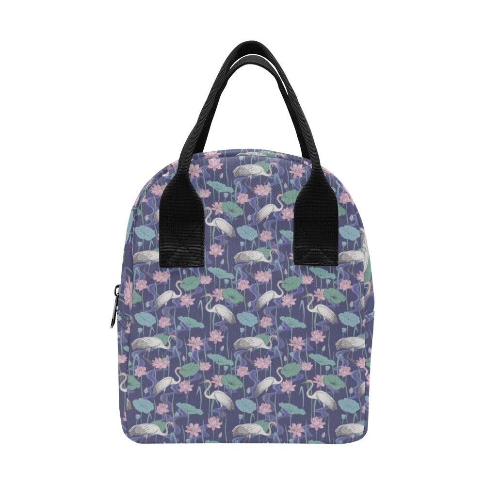 Water Lily Print Design LKS306 Insulated Lunch Bag