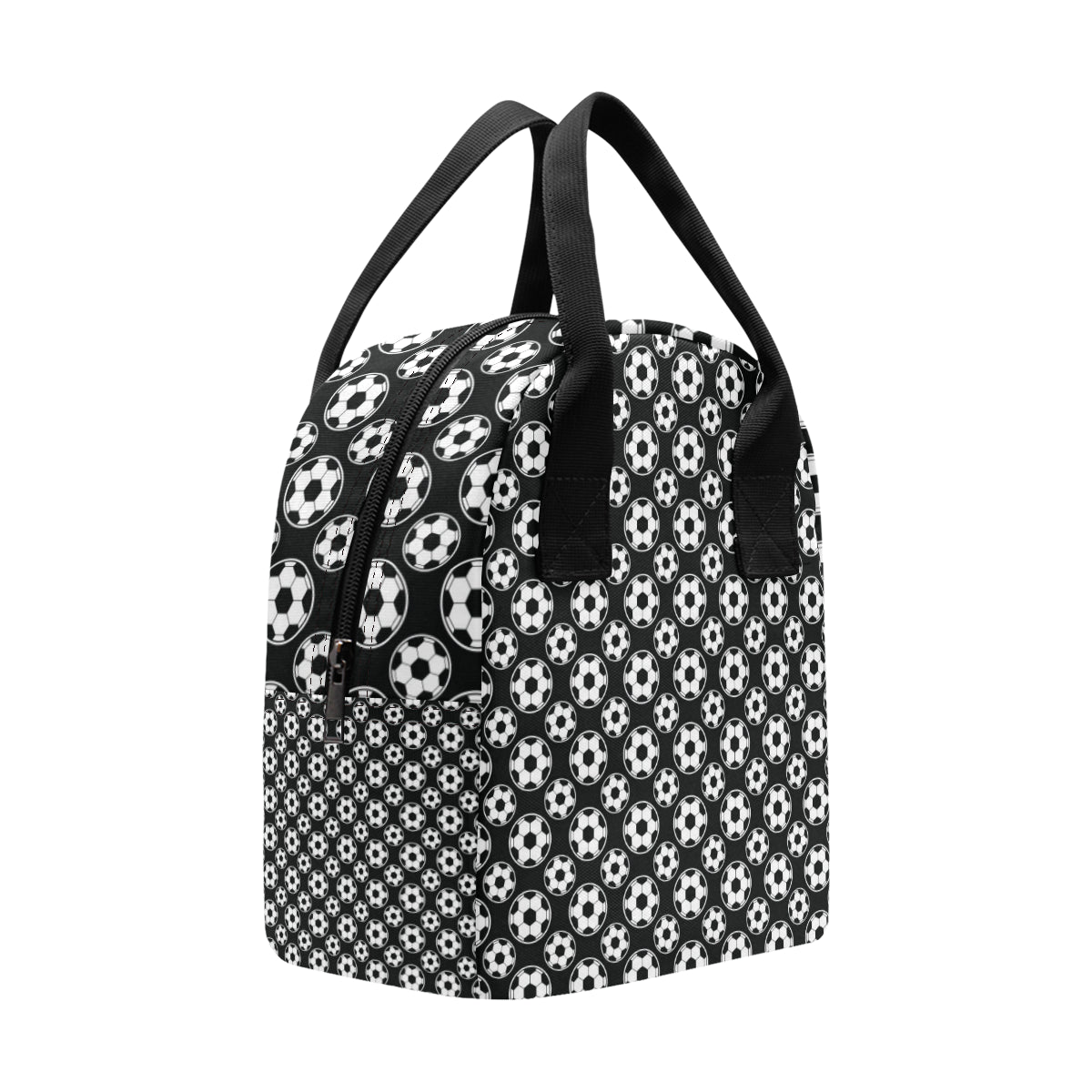 Soccer Ball Black Print Pattern Insulated Lunch Bag
