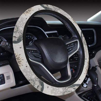 Sun Moon Print Design LKS302 Steering Wheel Cover with Elastic Edge