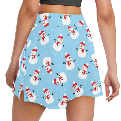 Snowman Print Design LKS305 17" Golf & Pickleball Skort with Pockets