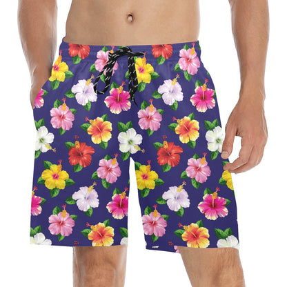 Hibiscus Colorful Print Design LKS301 Men's Swim Trunks Beach Shorts