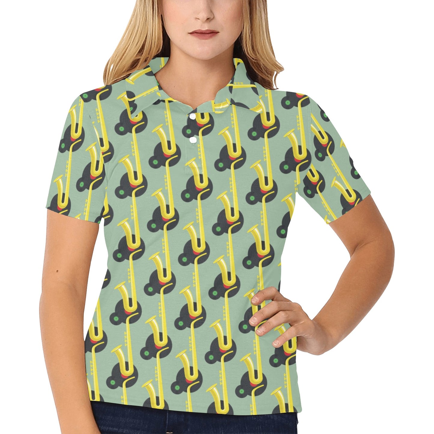 Saxophone Print Design LKS405 Women's Polo Shirt