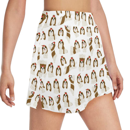Shih Tzu Print Design LKS302 17" Golf & Pickleball Skort with Pockets