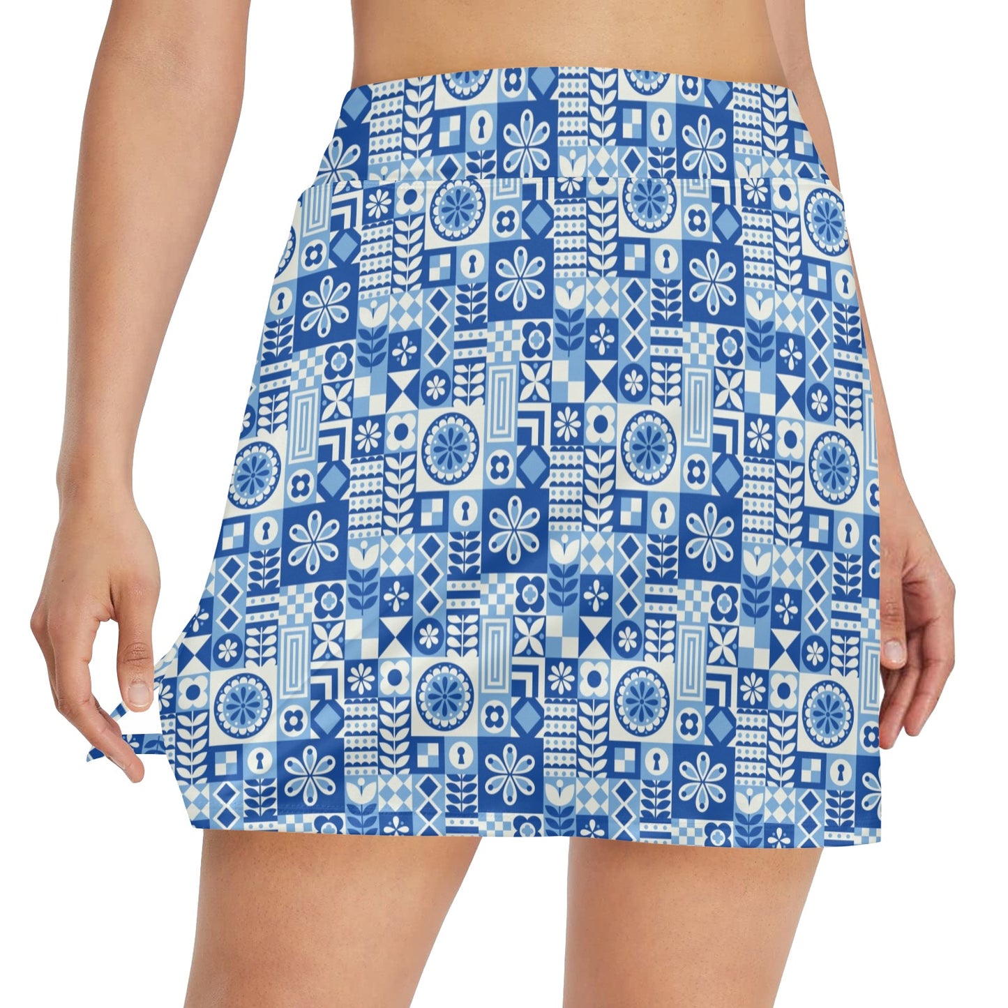 Swedish Print Pattern 17" Golf & Pickleball Skort with Pockets
