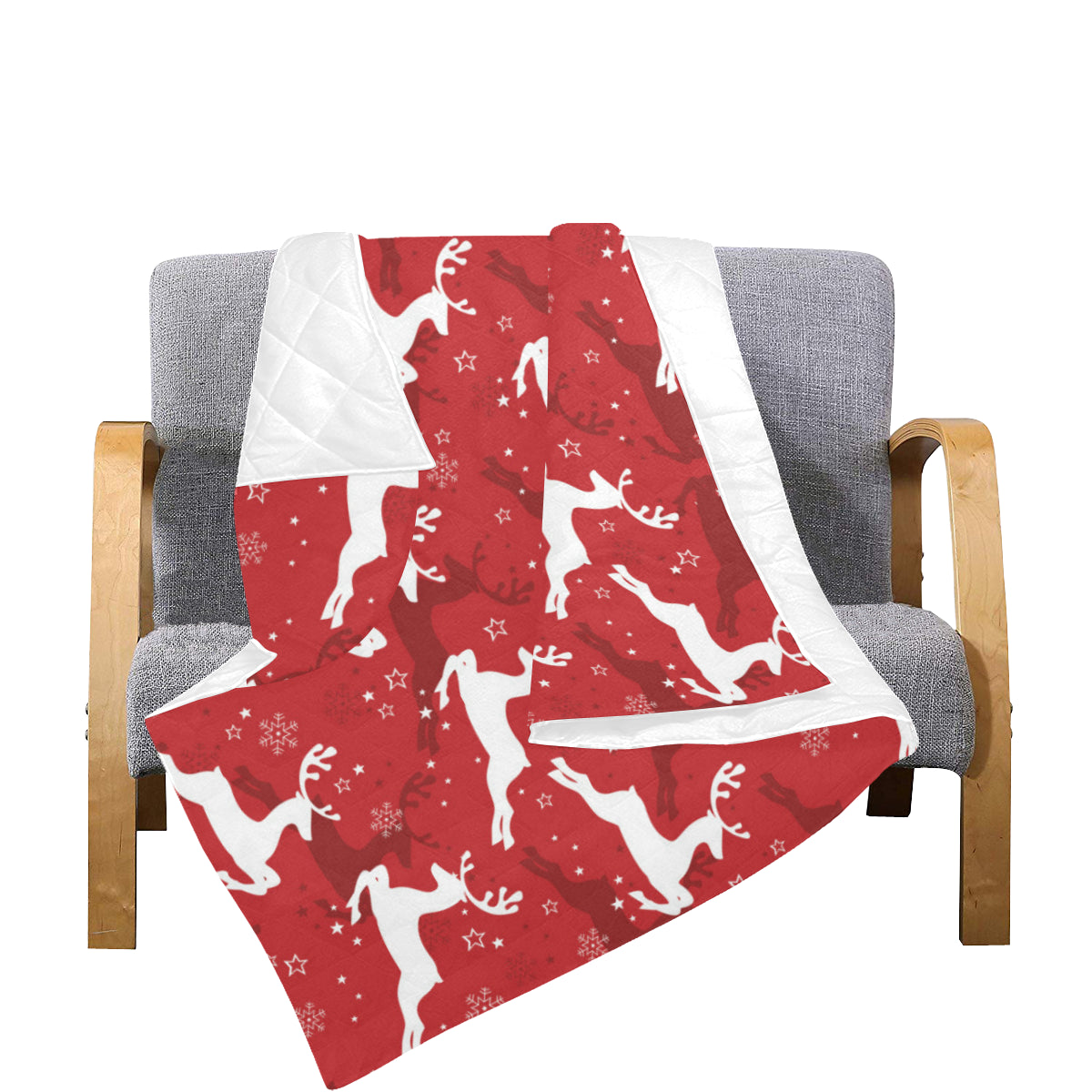 Reindeer Red Pattern Print Design 01 Premium Quilt