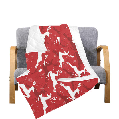 Reindeer Red Pattern Print Design 01 Premium Quilt