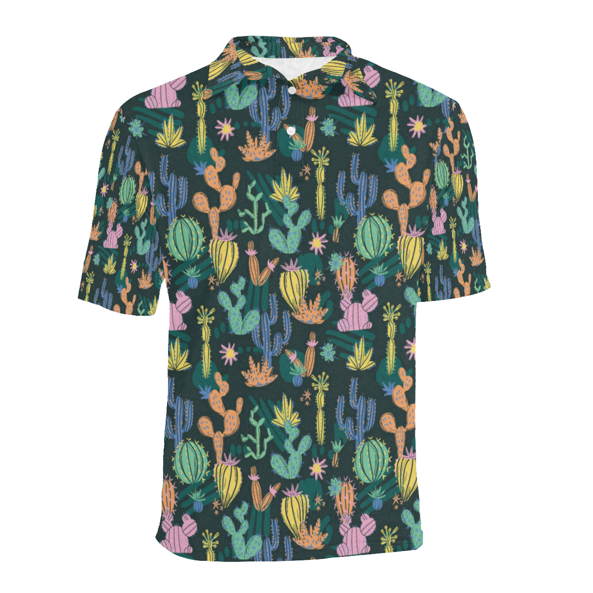 Cactus Pattern Print Design 05 Men Polo Shirt