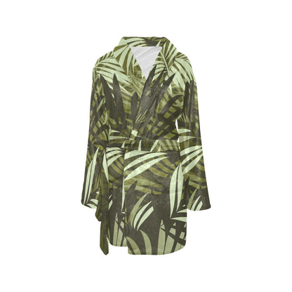 Palm Leaves Pattern Print Design PL05 Women's Fleece Robe