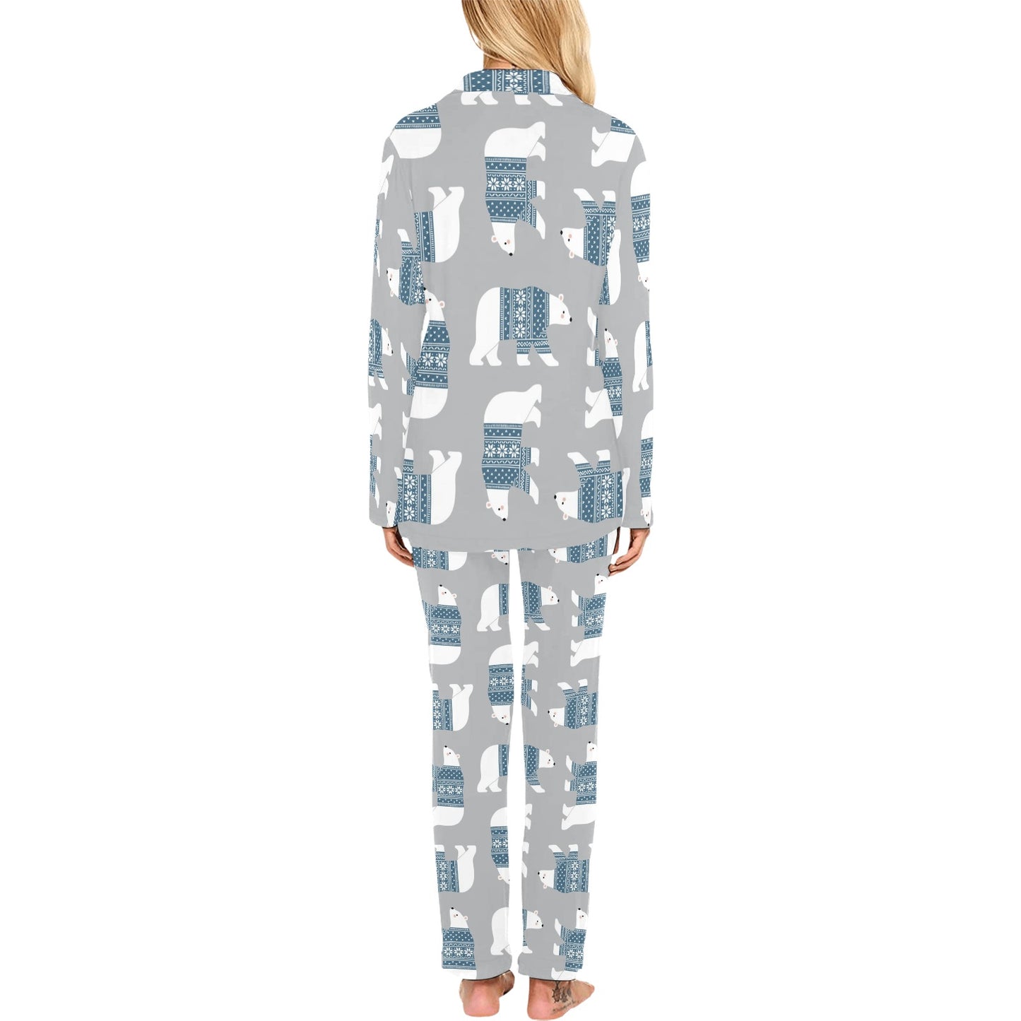 Polar Bear Pattern Print Design A03 Women's Long Pajama Set