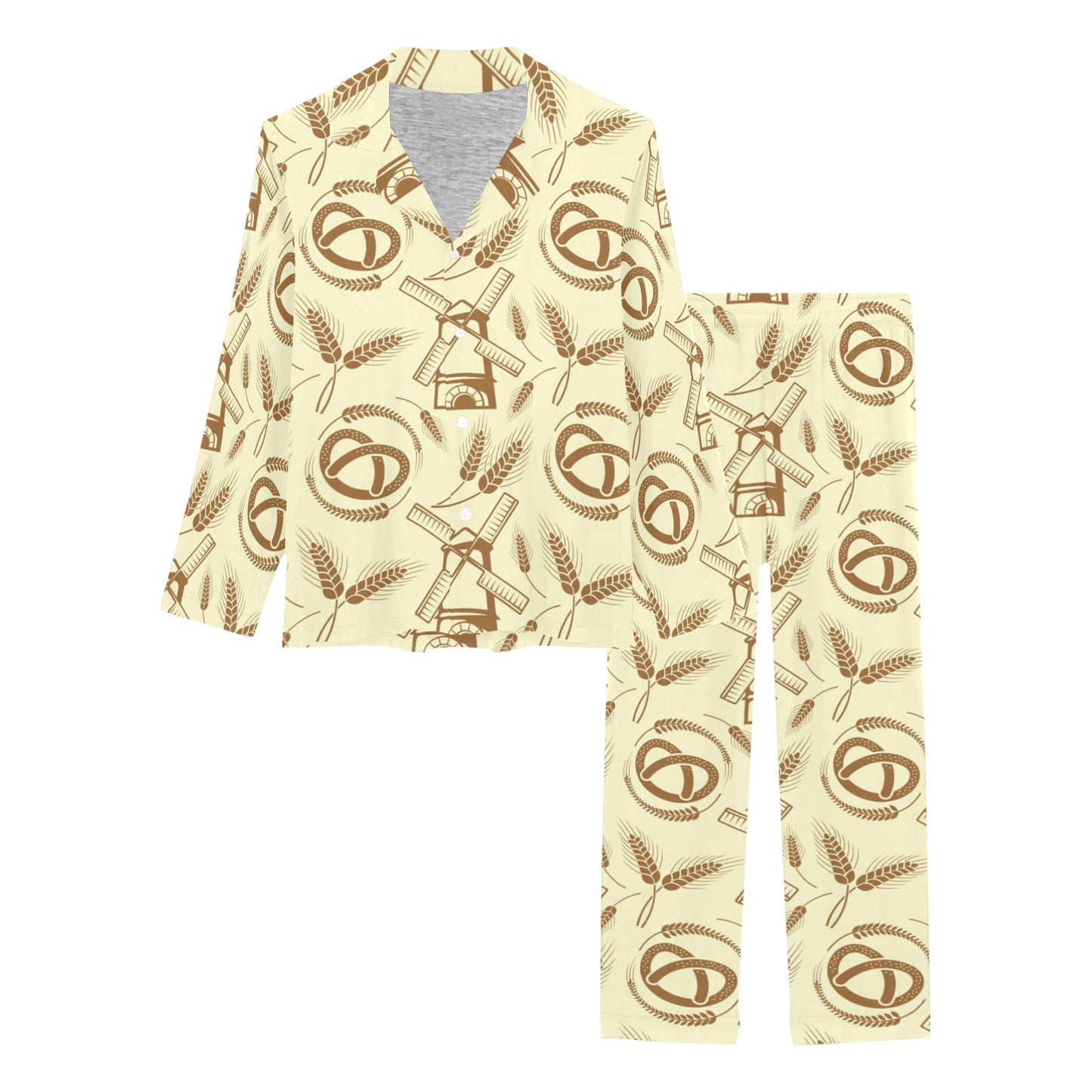 Agricultural Windmills Print Design 03 Women's Long Pajama Set