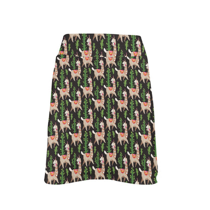Alpaca Cactus Design Themed Print 17" Golf & Pickleball Skort with Pockets