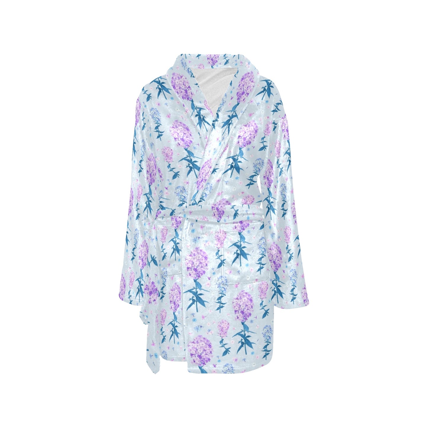 Lilac Pattern Print Design LI05 Women's Fleece Robe
