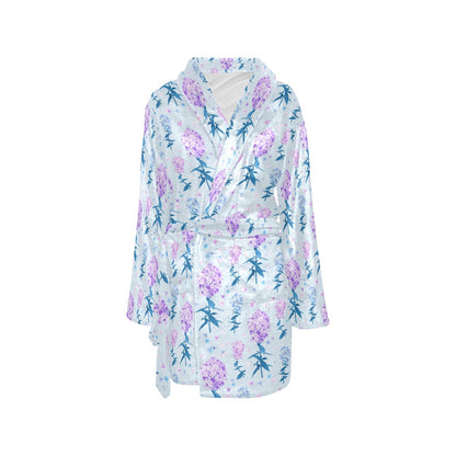 Lilac Pattern Print Design LI05 Women's Fleece Robe