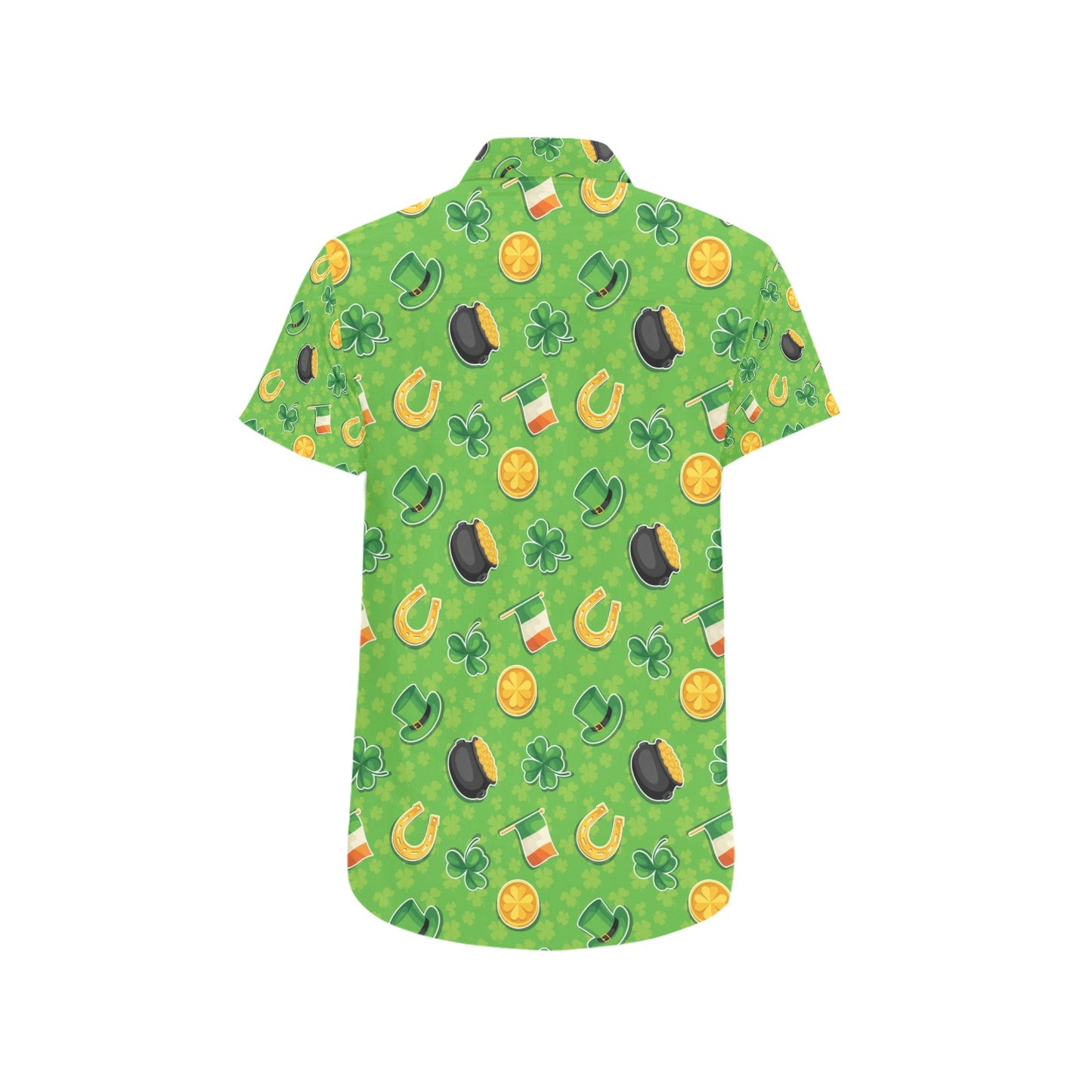 Shamrock Saint Patrick's Day Print Design LKS302 Men Short Sleeve Button Up Shirt