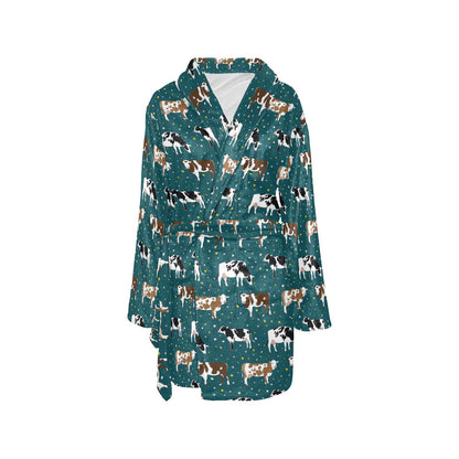 Cattle Print Design LKS404 Women's Fleece Robe