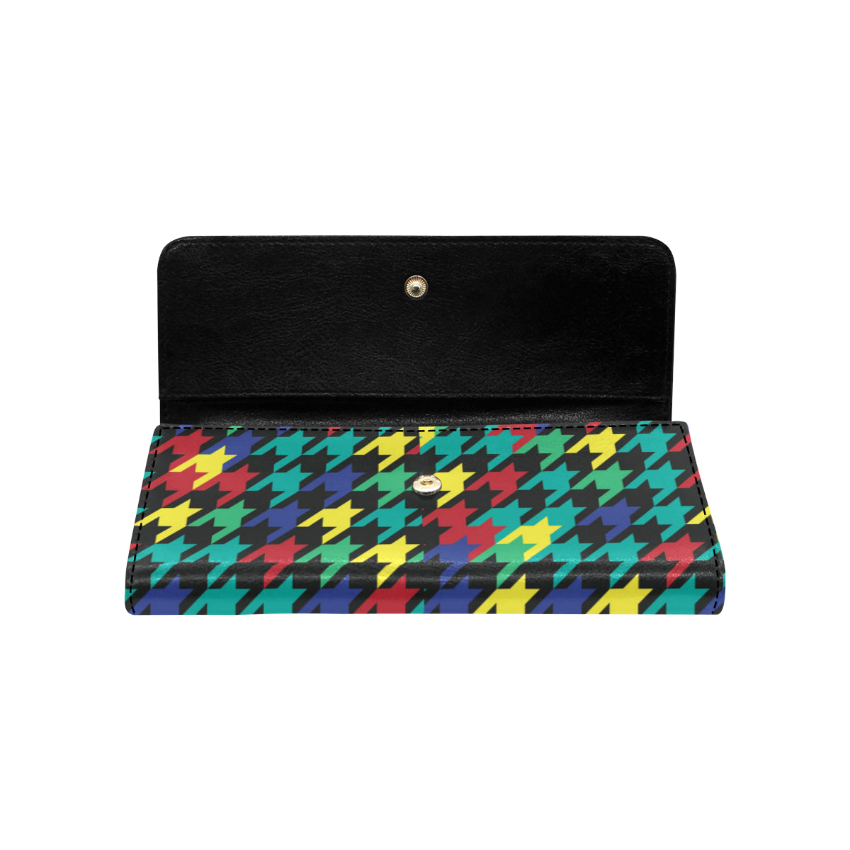 Houndstooth Colorful Pattern Print Design 02 Women's Trifold Wallet