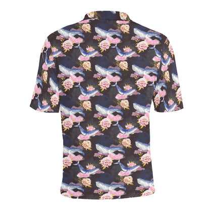 Blue Whale Print Design LKS401 Men Polo Shirt