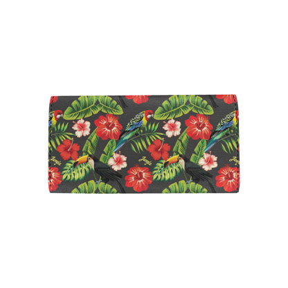 Tropical Flower Pattern Print Design TF04 Women's Trifold Wallet