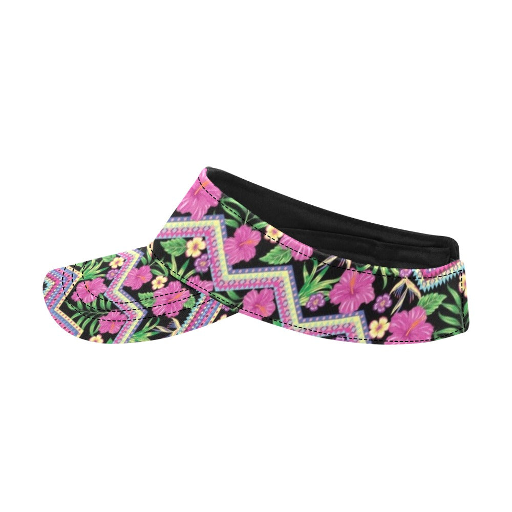 Hibiscus Pink Zigzag Line Pattern Design LKS307 Unisex Sun Visor
