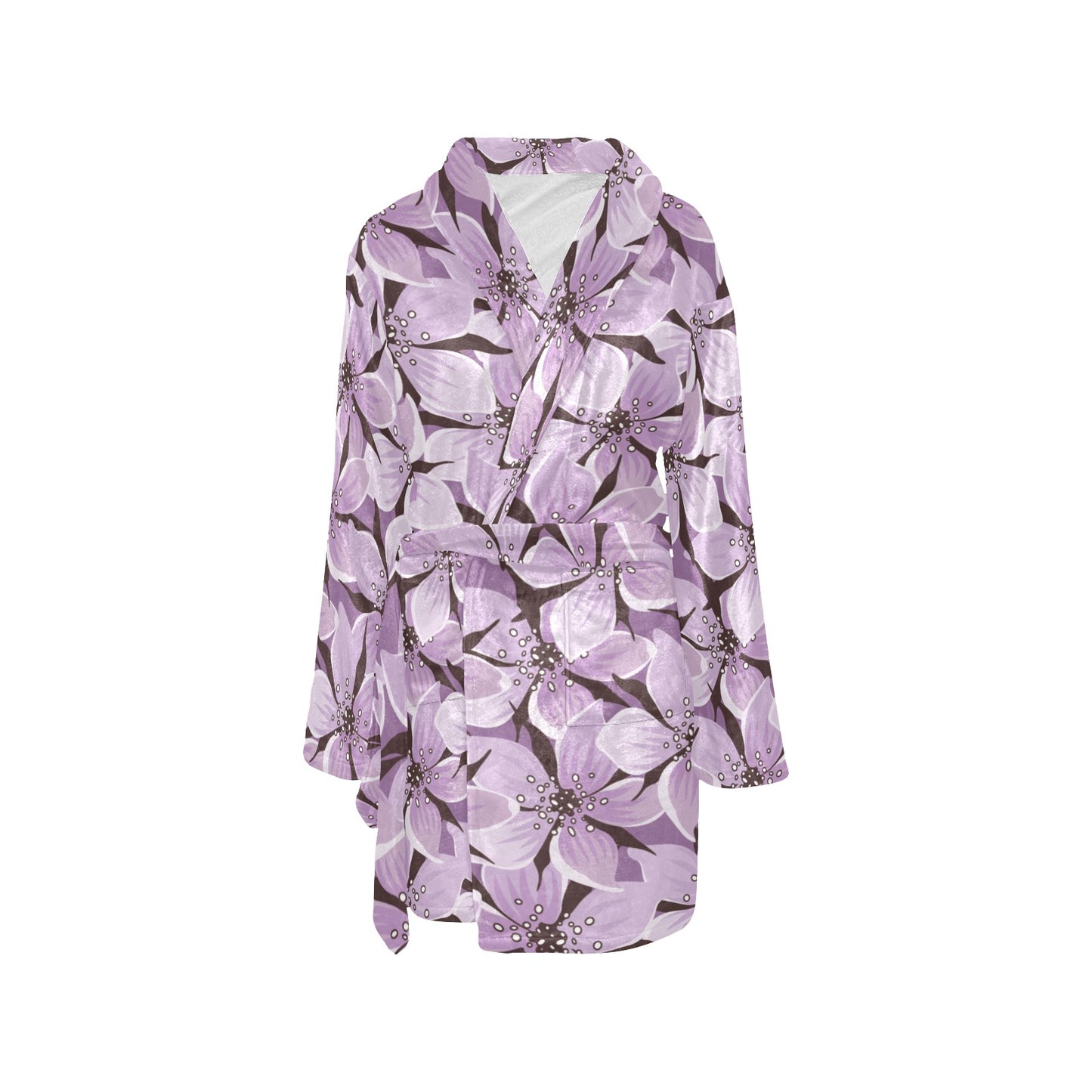 Lilac Pattern Print Design 01 Women's Fleece Robe