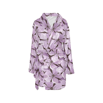 Lilac Pattern Print Design 01 Women's Fleece Robe