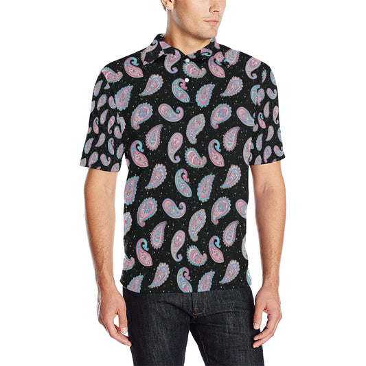 Paisley Pink Design Mandala Print Men Polo Shirt