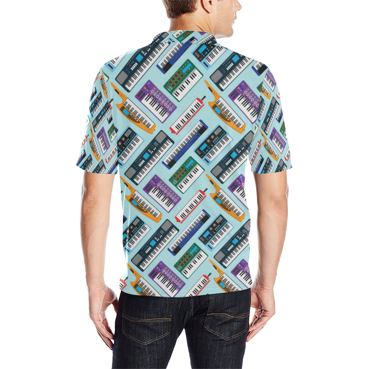 Synthesizer Pattern Print Design 02 Men Polo Shirt