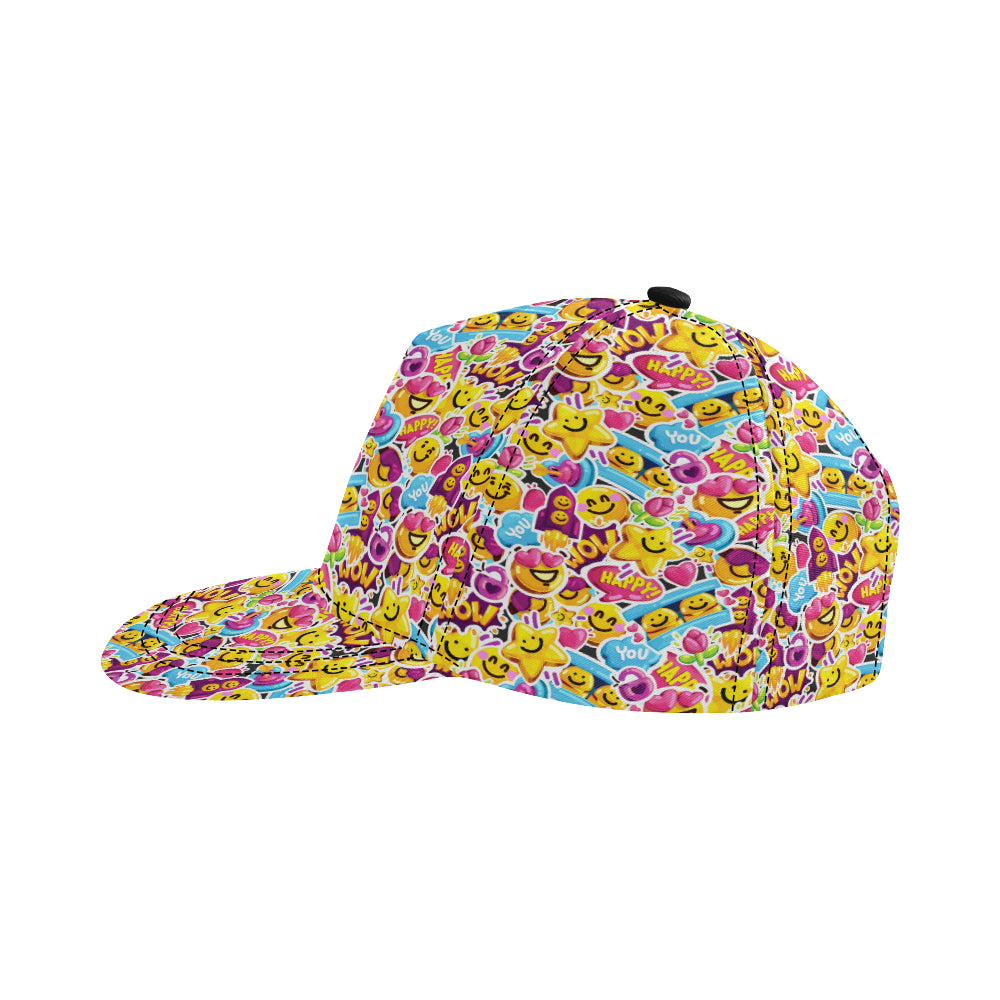 Emoji Sticker Print Pattern Snapback Cap
