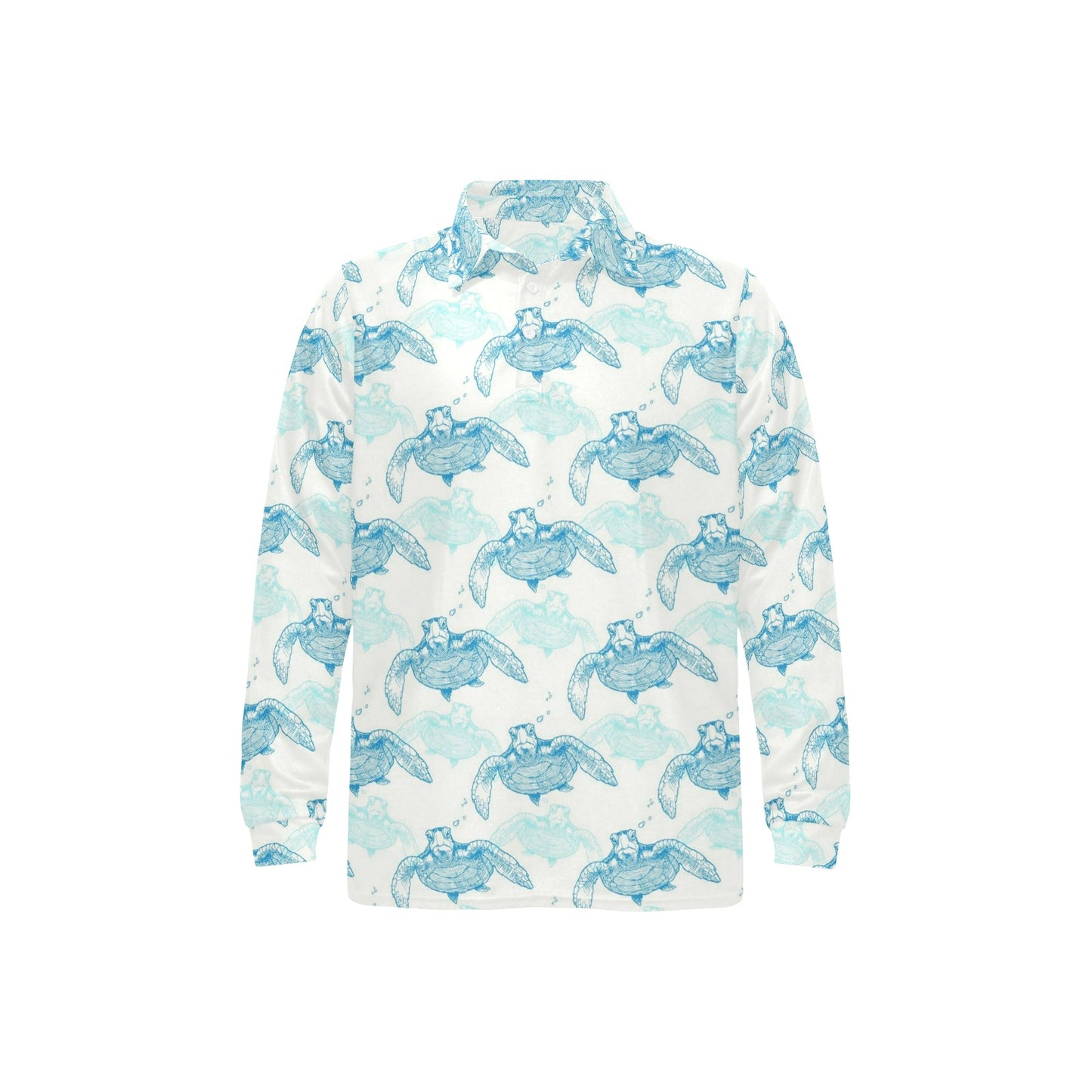 Sea Turtle Pattern Print Design T01 Long Sleeve Polo Shirt For Men's