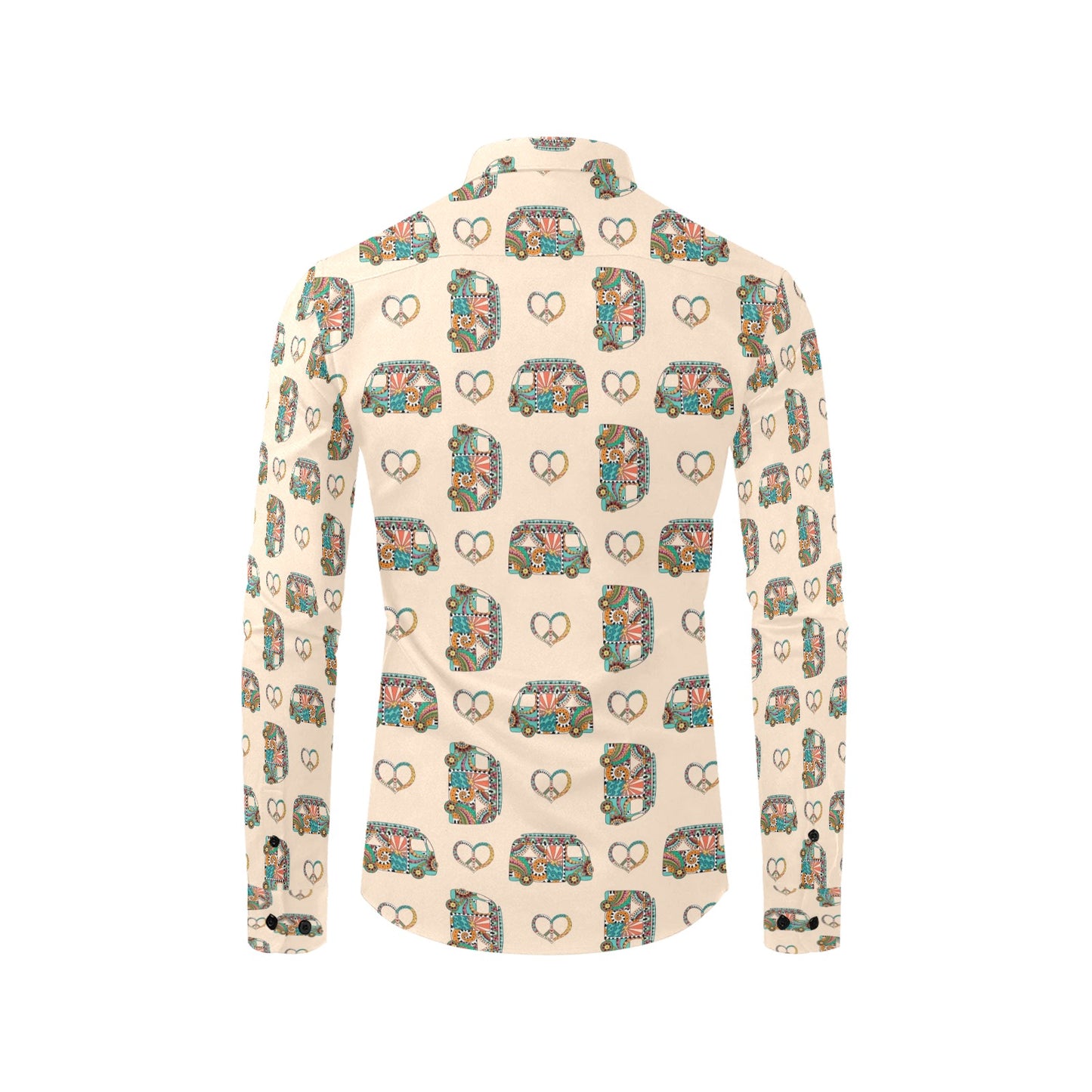 Hippie Van Peace Print Design LKS303 Men's Long Sleeve Dress Shirt