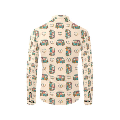 Hippie Van Peace Print Design LKS303 Men's Long Sleeve Dress Shirt