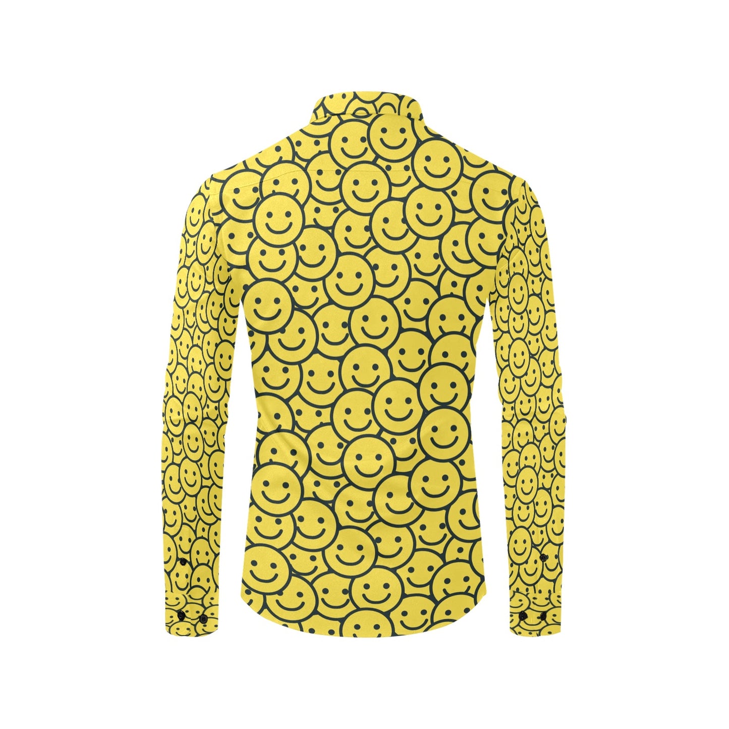 Smiley Face Emoji Print Design LKS302 Men's Long Sleeve Dress Shirt