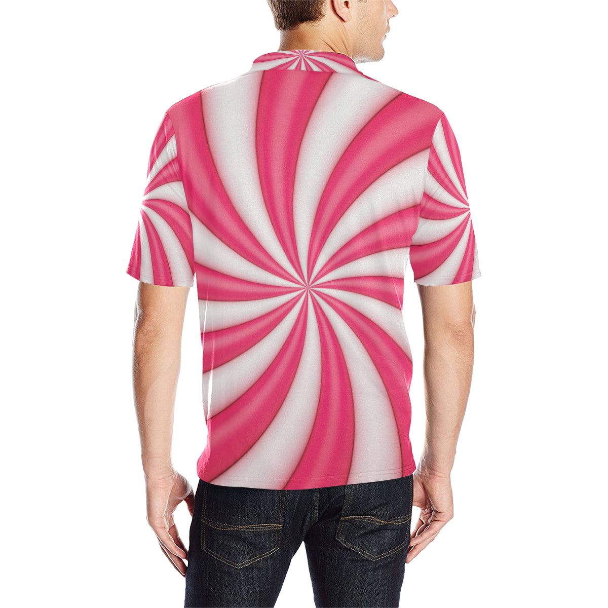Vortex Twist Swirl Candy Print Men Polo Shirt