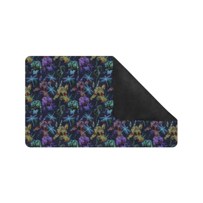 Dragonfly With Floral Print Pattern Rubber Doormat