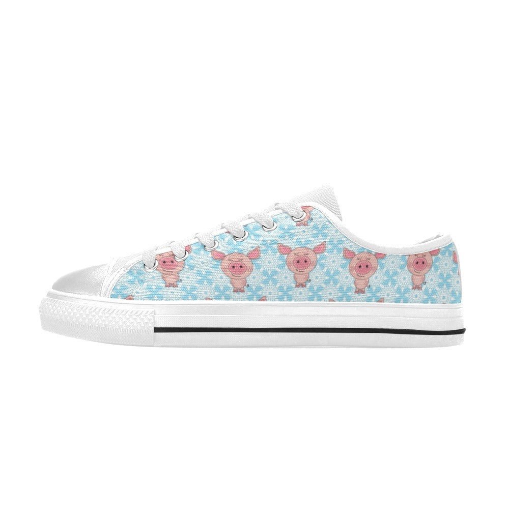 Pig Print Design LKS402 Women's White Low Top Shoes