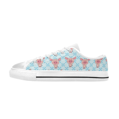 Pig Print Design LKS402 Women's White Low Top Shoes