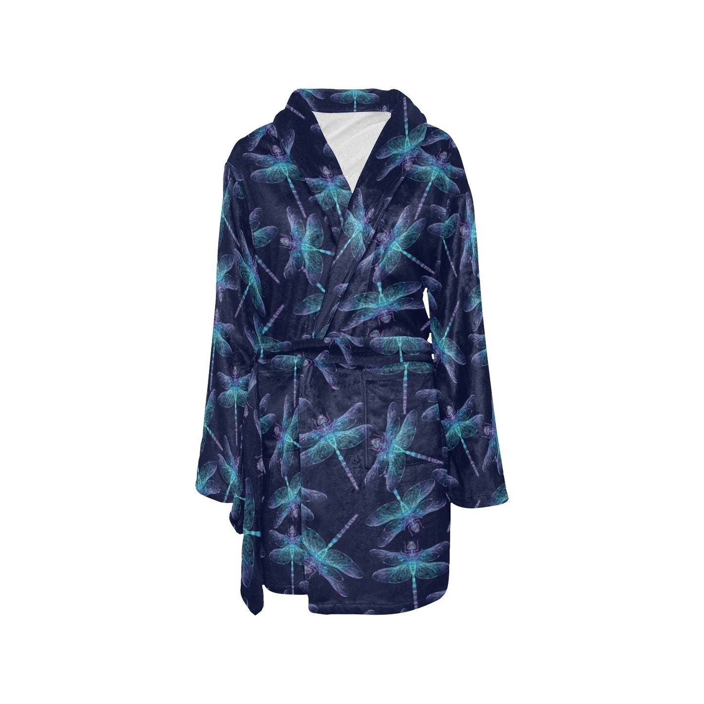 Dragonfly Hand Drawn Style Print Women's Fleece Robe