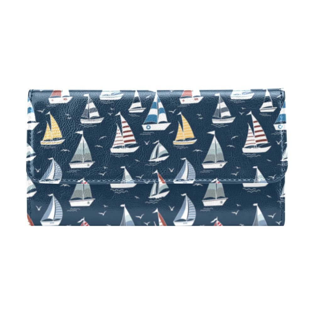 Sailboat Print Design LKS306 Women's Trifold Wallet