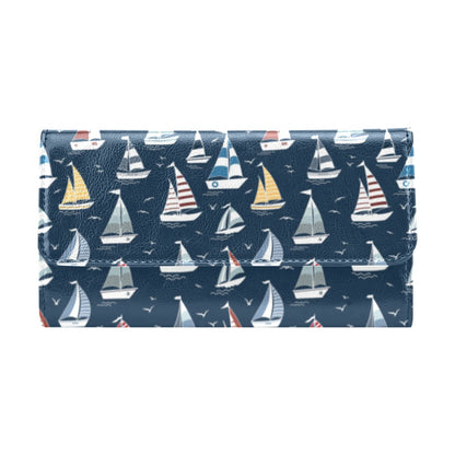 Sailboat Print Design LKS306 Women's Trifold Wallet