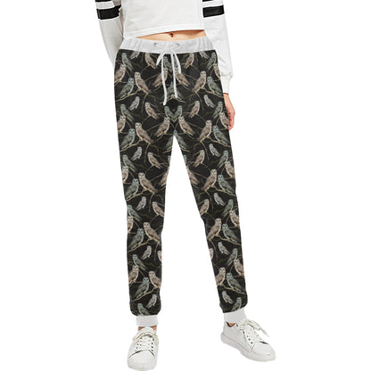 Owl Branch Themed Design Print Unisex Sweatpants