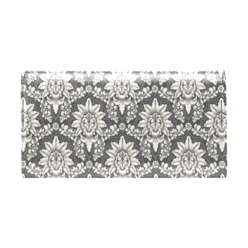 Damask Elegant Print Pattern Women's Trifold Wallet