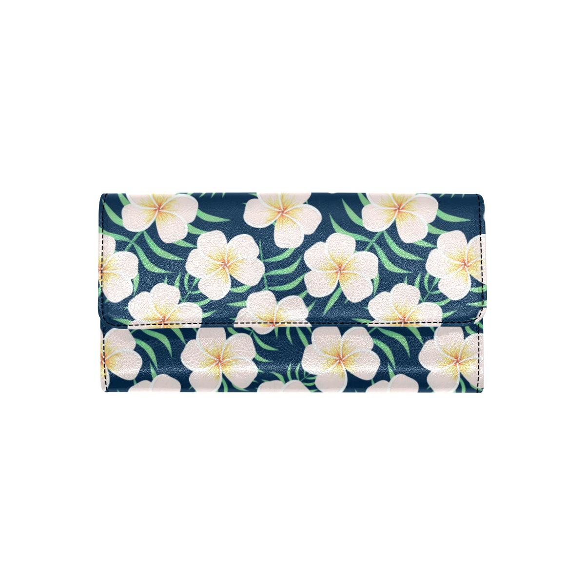 Pink Plumeria Pattern Print Design PM016 Women's Trifold Wallet