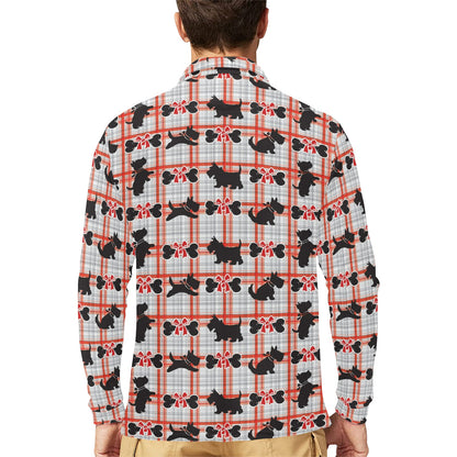 Scottish Terriers Print Design LKS3014 Long Sleeve Polo Shirt For Men's
