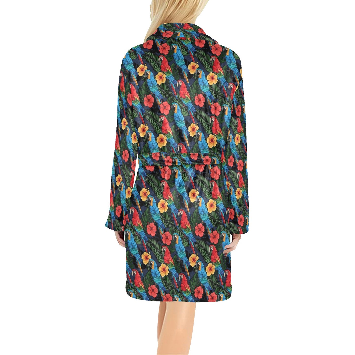Parrot Pattern Print Design A01 Women's Fleece Robe