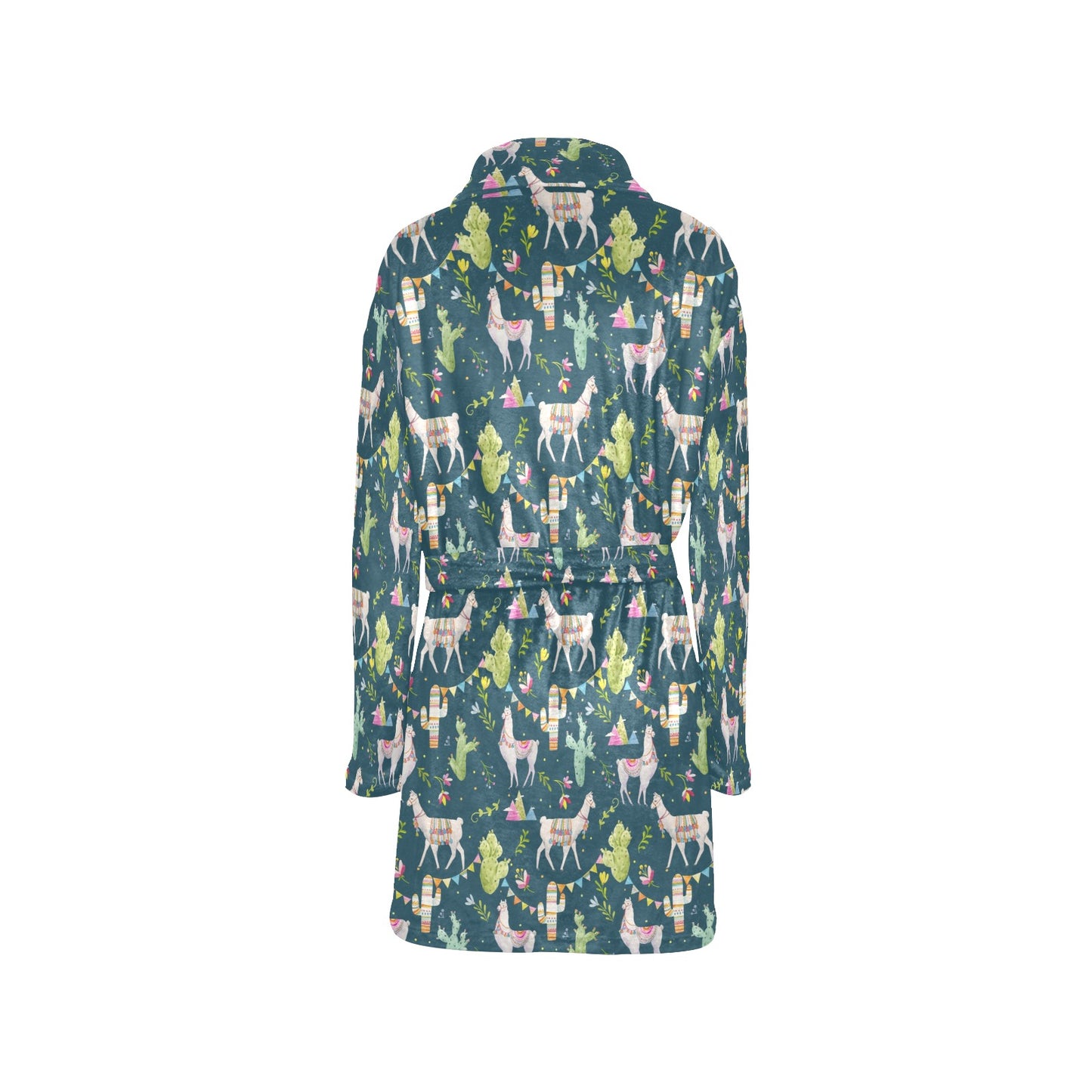 Llama with Cactus Design Print Women's Fleece Robe