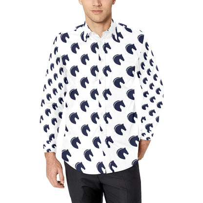Horse Head Print Design LKS303 Men's Long Sleeve Dress Shirt
