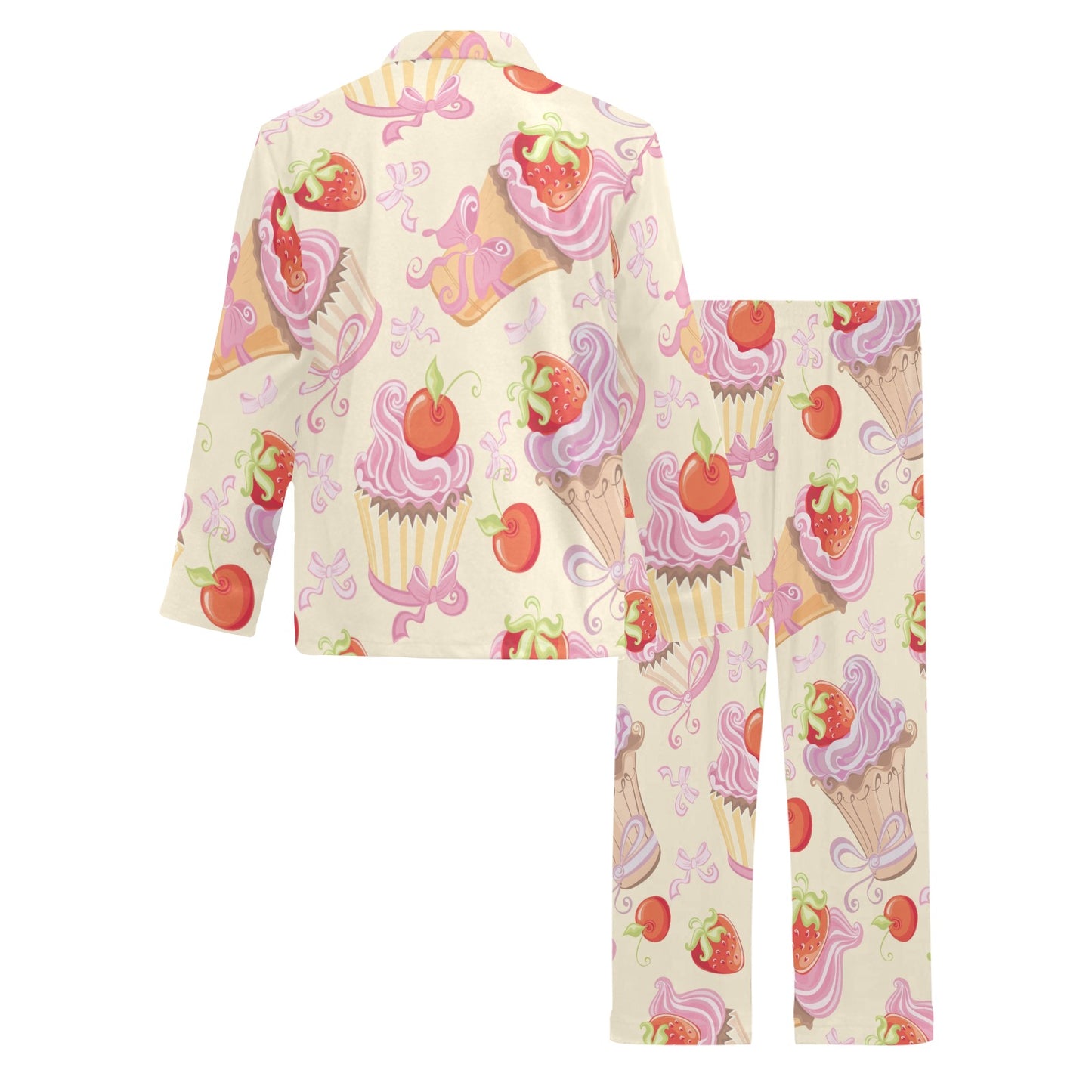 Strawberry Pink CupCake Men's Long Pajama Set