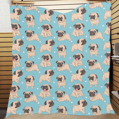 Pug Pattern Print Design A03 Premium Quilt